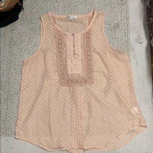 ✨XL Light peach sheer polka dot sleeveless tunic✨